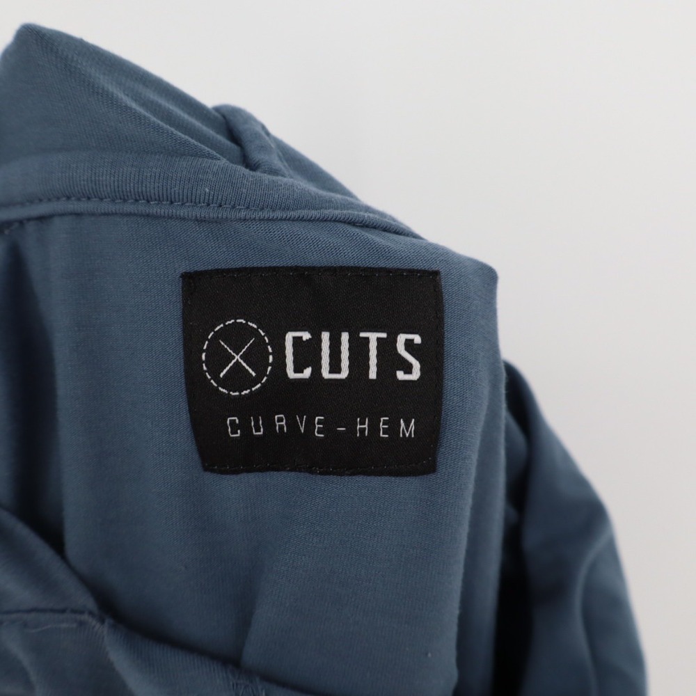 Cuts Curve Hem Hoodie Long Sleeve Blue Casual Athleisure Top Mens Size Unknown - Picture 3 of 5